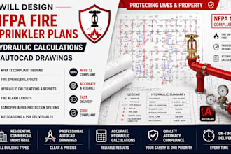 design nfpa fire sprinkler plans, hydraulic calculations and autocad drawings