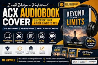 design a professional acx audiobook cover or convert your kindle cover to acx