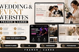 design framer wedding event planner dj videographer photographer carrd website