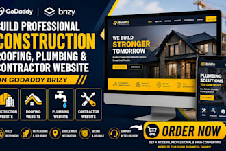 build construction godaddy brizy website roofing contractor plumbing website