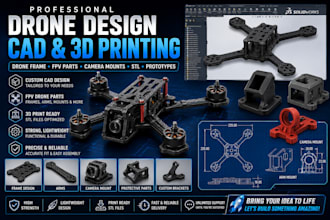 design drone frame cad fpv drone parts camera mounts stl 3d printable prototypes