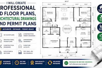 create professional 2d floor plans, architectural drawings and permit plans