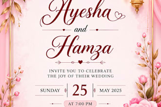 design elegant wedding invitation cards and nikkah cards