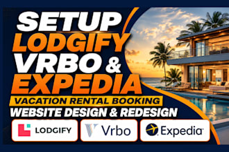 setup lodgify vrbo and expedia vacation rental booking website design redesign