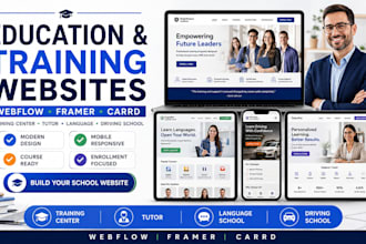 build training center tutor language driving school webflow framer carrd website