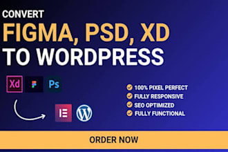 convert figma to wordpress, PSD, xd to wordpress using elementor pro