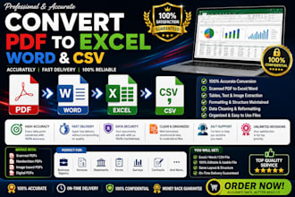convert PDF to excel, word and cvs  accurately
