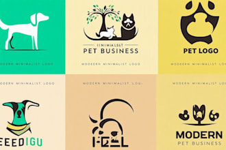 do a modern minimalist pet business logo design