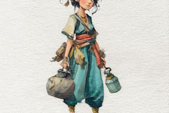 create a watercolor character art portrait