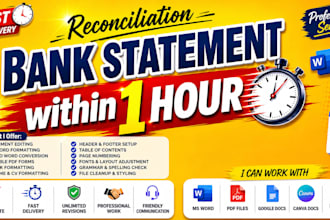 reconcile bank statement PDF to editable format