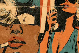 make vintage retro, modern album cover art