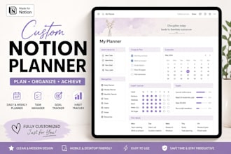 create custom notion planner, dashboard and template