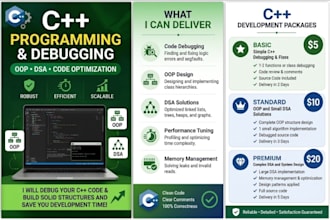 solve and debug cpp programming, oop and dsa tasks