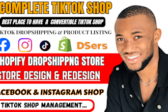 setup tiktok shop, facebook shop, ig shop and shopify store design and redesign
