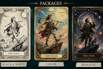 design custom tarot cards or any card in any style