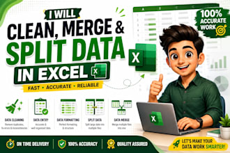 format, merge, clean, split, data validation excel data