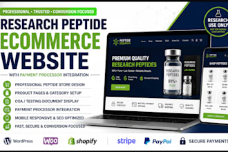 develop a research peptide ecommerce website with payment integration