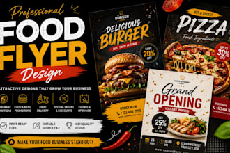 design a professional restaurant, food and promotional flyer