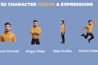 design consistent 3d characters and character reference sheets