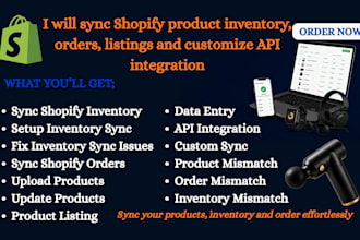 sync shopify product inventory orders listings and customize API integration