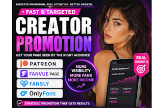 do fast patreon promotion, fanvue page, fansly, onlyfans chatters