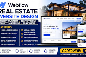 design webflow real estate property developer rental property management website