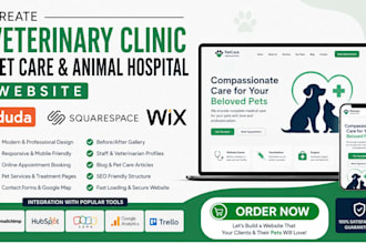 create duda squarespace wix veterinary clinic pet care animal hospital website