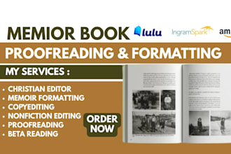 format memoir book, copyedit and proofread nonfiction edltlng, christian editor