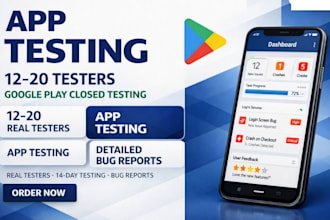 provide 12 or 20 testers for google play closed testing