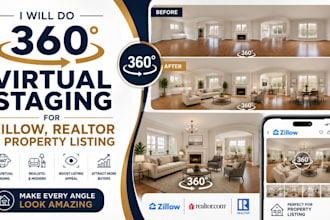 do 360 virtual staging for zillow realtor and property listing