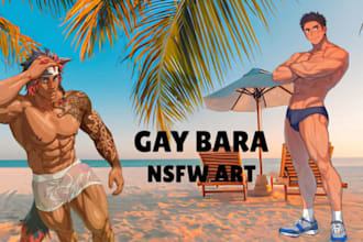 draw gay bara anime style male character illustrations igbtq romance book covers