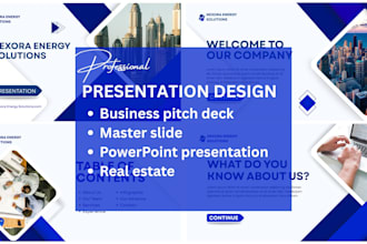 design real estate powerpoint presentation, business pitch deck, master slide