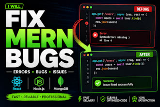 fix bugs and errors in your react node or mern app