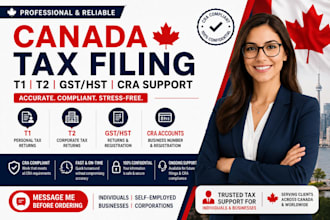 professionally prepare and file canada t1 and t2 tax returns bn number