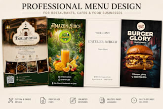 design a professional and modern restaurant menu