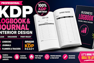 create amazon KDP logbook and journal interiors