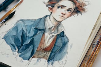 create a watercolor character art portrait