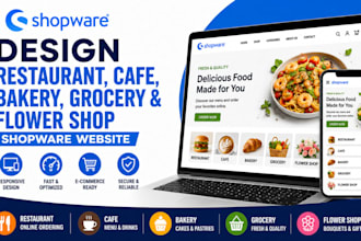 design restaurant, cafe, bakery, grocery and flower shopware website
