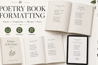 format poetry ebook, poem book, chapbook, novel love story book design