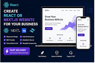 create a react or next js website for your business