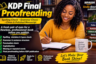 kdp final proofreading, spelling check, grammar check