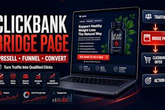build a clickbank affiliate bridge page presell page and sales funnel