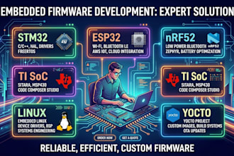 embedded firmware development for stm32, esp32, nrf52, ti soc, yotco and linux