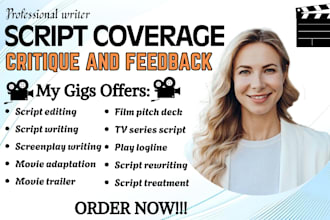 do script coverage feedback, notes, analysis, script formatting, film screenplay