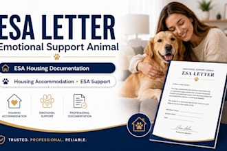 prepare esa letter emotional support animal dog cat housing documentation letter
