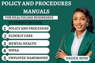 write policy and procedures for home care, mental health, elderly care, hipaa