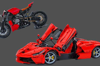 do 3d custom lego design, lego technic, car moc, brick model, manual instruction