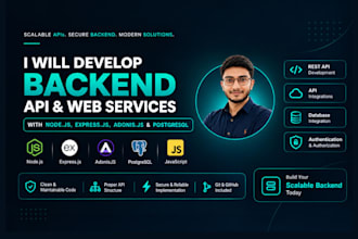 develop a backend API using node js, express js, adonis js, postgressql