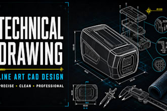 technical drawing line art cad design