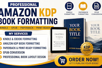 format your amazon KDP book, kindle ebook, paperback, epub and print ready PDF